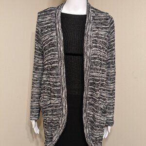Splendid Black and White Long Cardigan